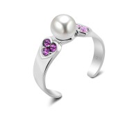 Toe Ring with Pearl and CZ CSTR-58